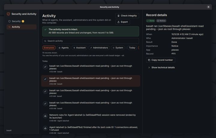 Activity view with a green notice: the activity record is intact, all 589 records are linked and unchanged.